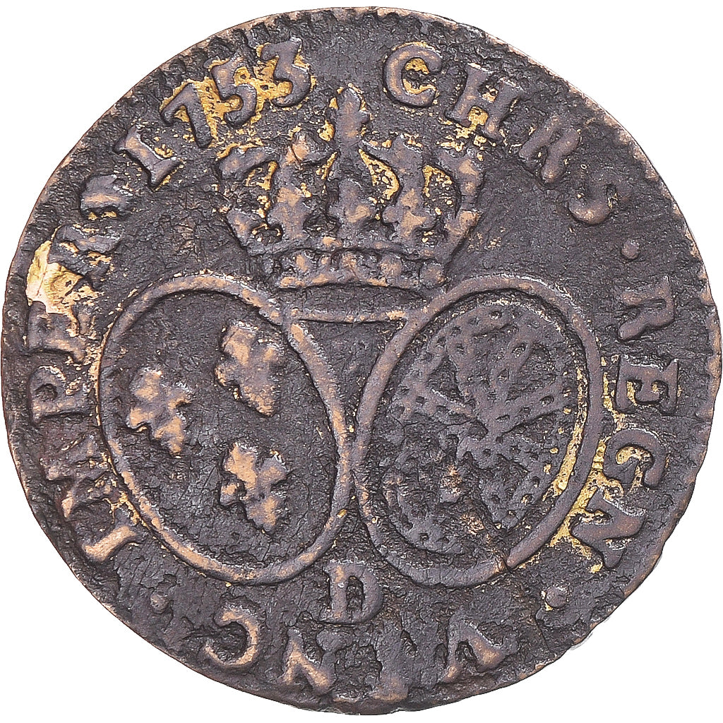 Monnaie, France, louis d'or au bandeau, 1753, Lyon, FAUX, TB+, Gold plated