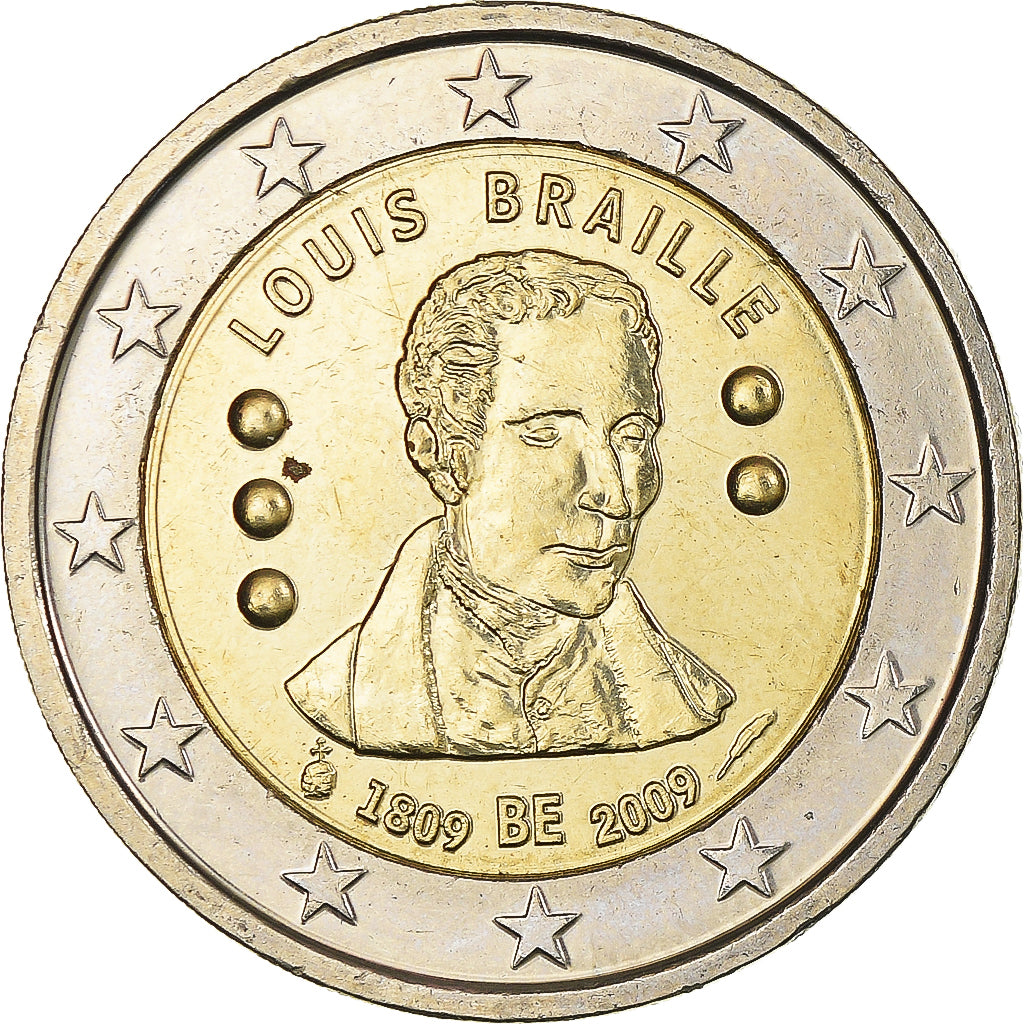 Belgium, 2 Euro, Louis Braille, 2009, Brussels, UNC, Bi-Metallic, KM:288