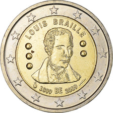 Belgium, 2 Euro, Louis Braille, 2009, Brussels, UNC, Bi-Metallic, KM:288