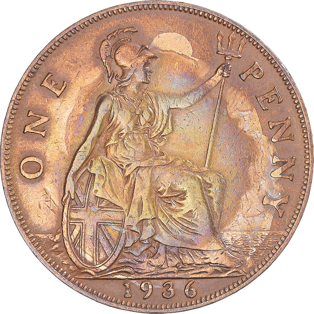 Moneta, Wielka Brytania, George V, Penny, 1936, VF(30-35), Miedź, KM:838