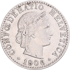 Coin, Switzerland, 20 Rappen, 1906, Bern, EF(40-45), Nickel, KM:29