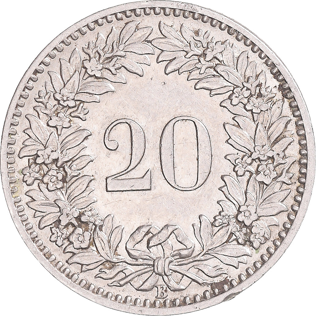 Coin, Switzerland, 20 Rappen, 1906, Bern, EF(40-45), Nickel, KM:29