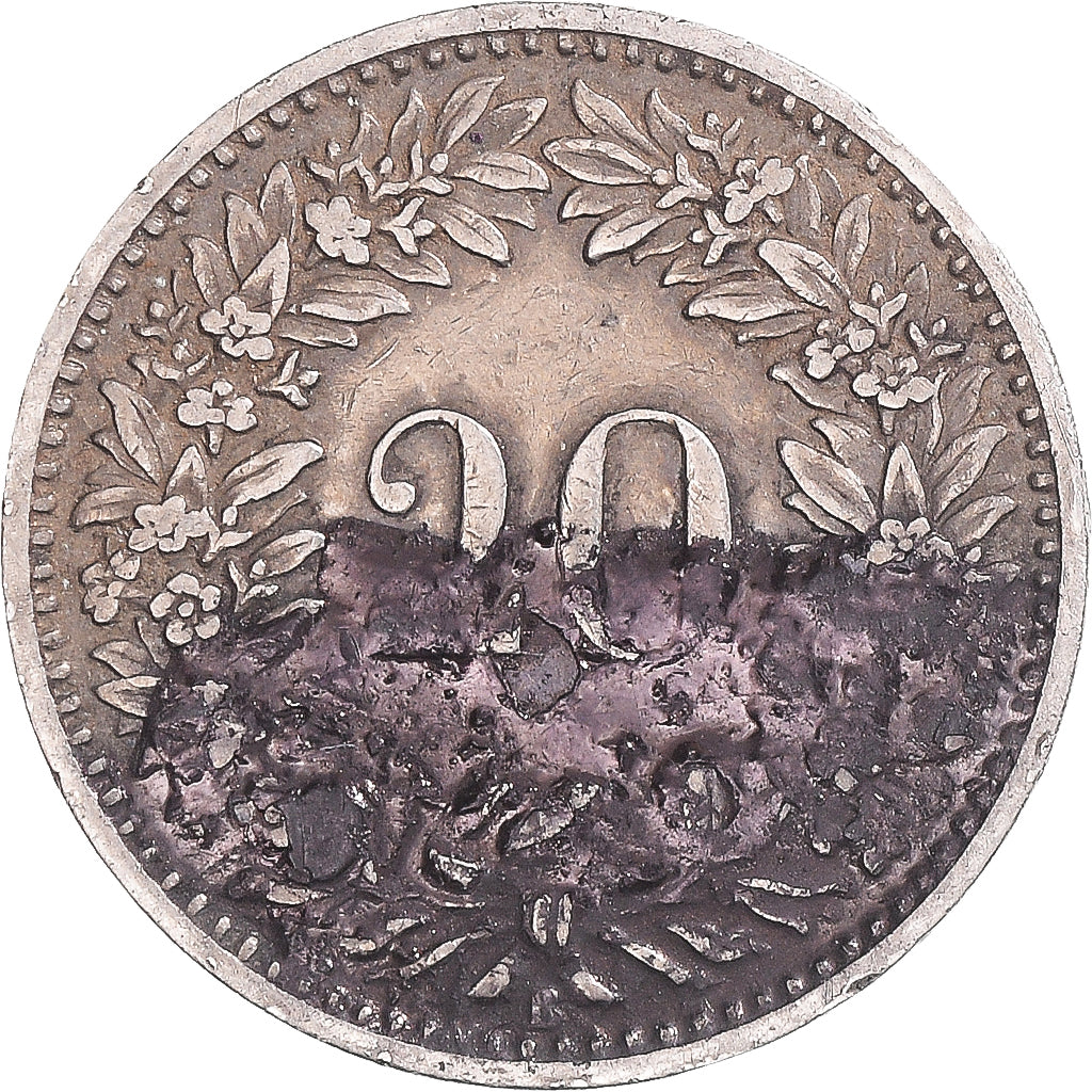 Moeda, Suíça, 20 Rappen, Bern, VF(30-35), Cobre-níquel