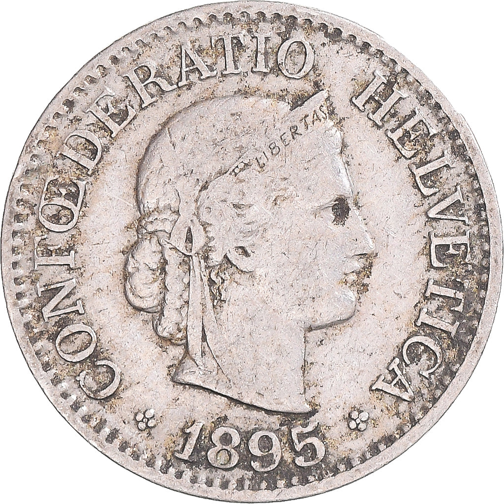Moneta, Svizzera, 10 Rappen, 1895, Bern, MB+, Rame-nichel, KM:27