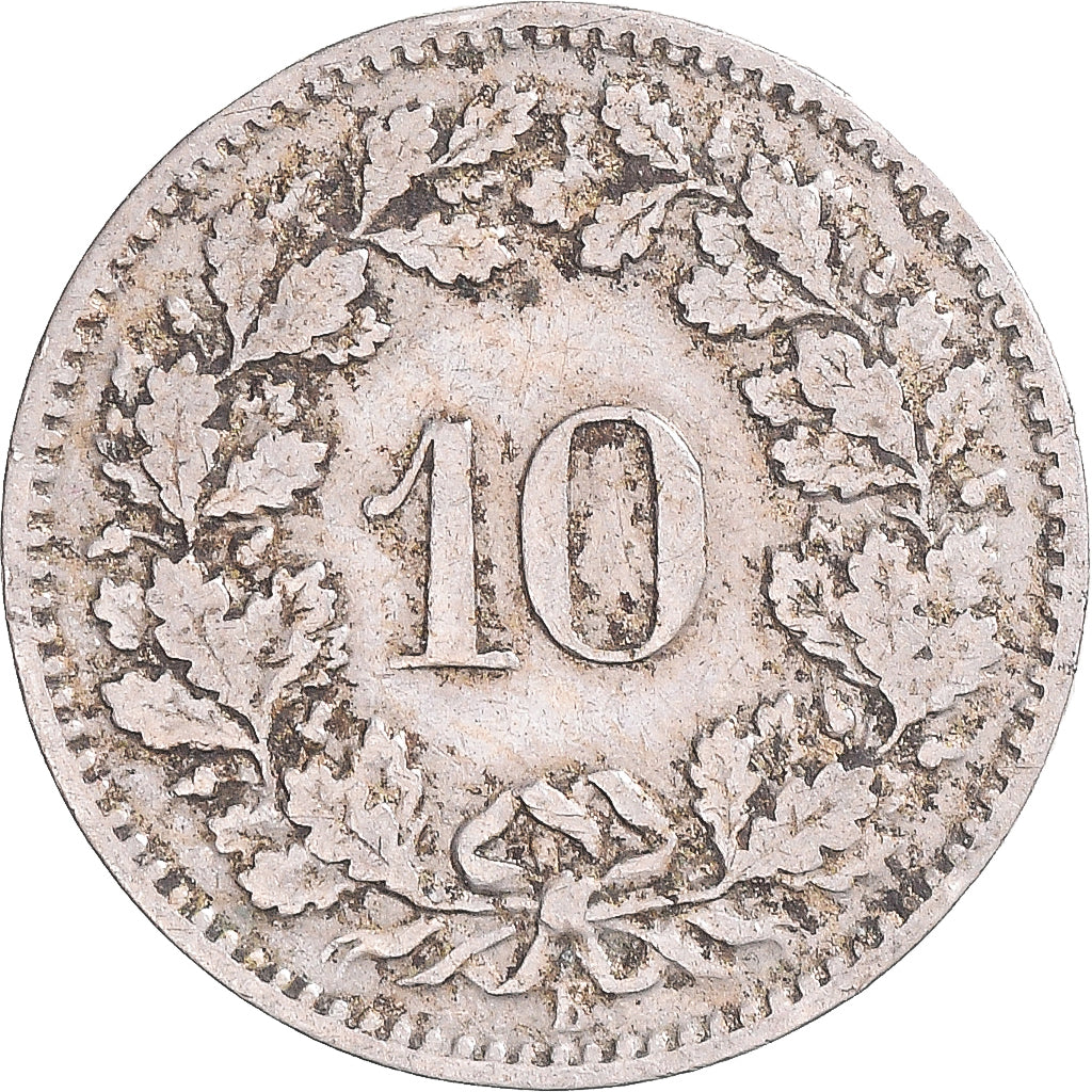 Moneta, Svizzera, 10 Rappen, 1895, Bern, MB+, Rame-nichel, KM:27