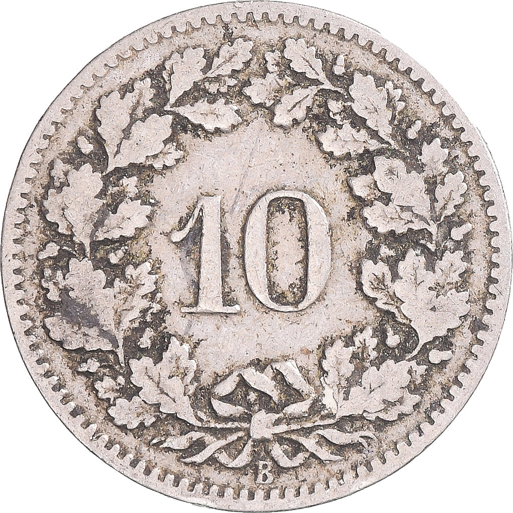 Moneta, Svizzera, 10 Rappen, 1900, Bern, MB, Rame-nichel, KM:27