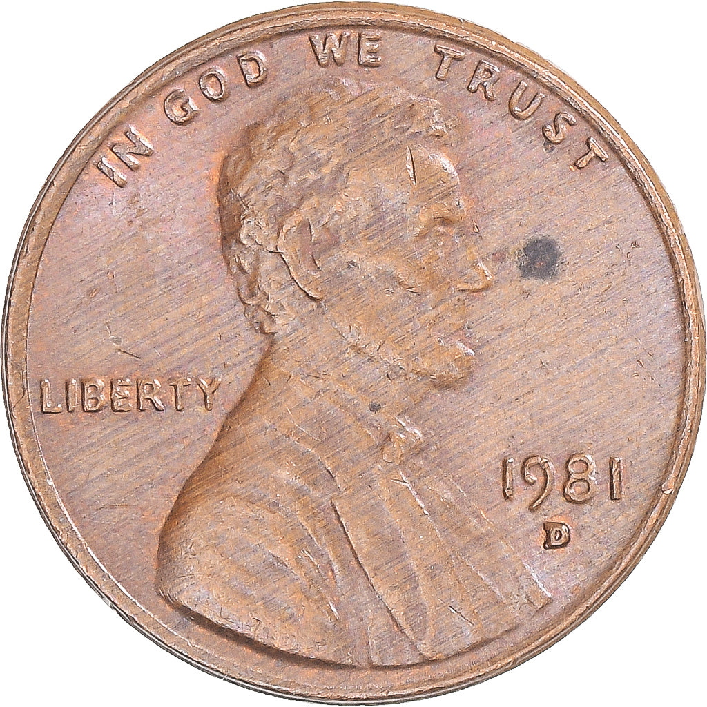 Monnaie, États-Unis, Lincoln Cent, Cent, 1981, U.S. Mint, Denver, TTB+, Laiton
