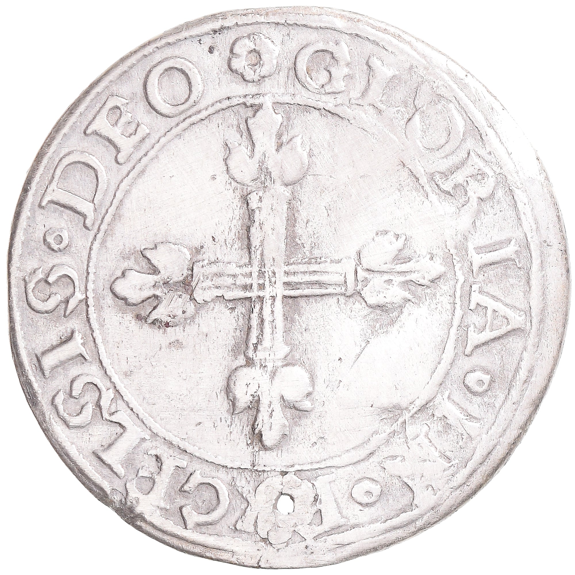 Coin, France, 12 Kreuzer, 1615-1623, Strasbourg, Holed, EF(40-45), Silver