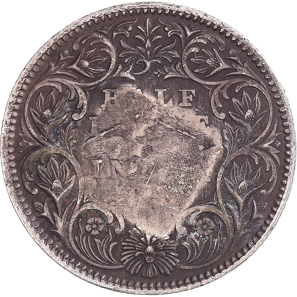 Moneda, Yibuti, Victoria, 1/2 Rupee, after 1885, Countermark, MBC+, Plata