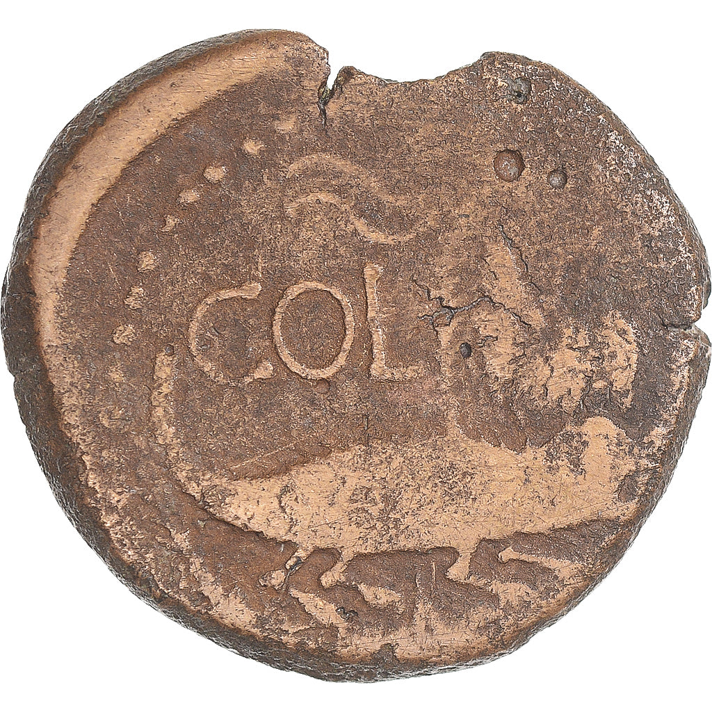 Moneda, Augustus & Agrippa, As, 27 BC-AD 14, Nîmes, Countermark, BC+, Bronce