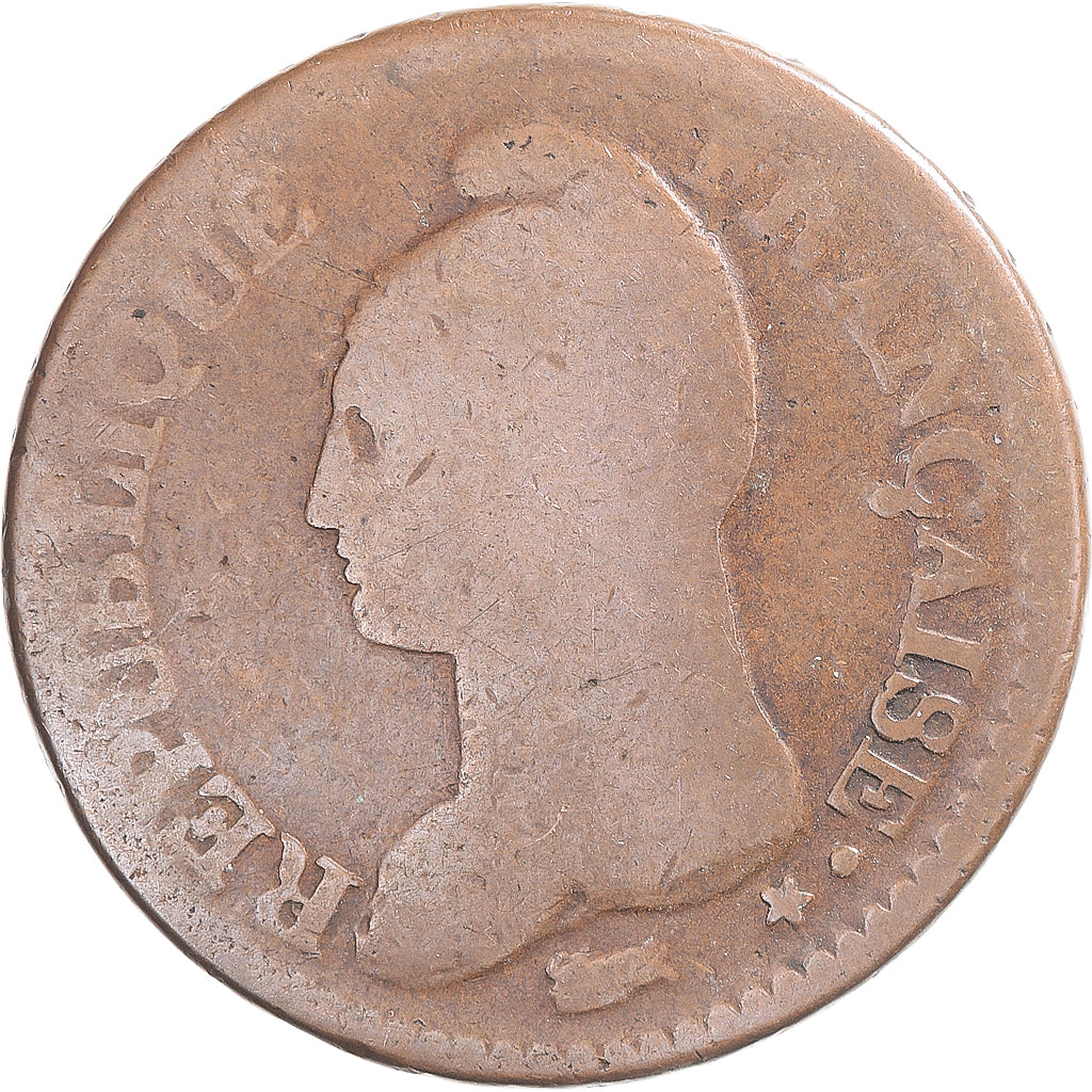 Coin, France, Dupré, Decime, AN 8, Bordeaux, VF(20-25), Copper, Gadoury:187a