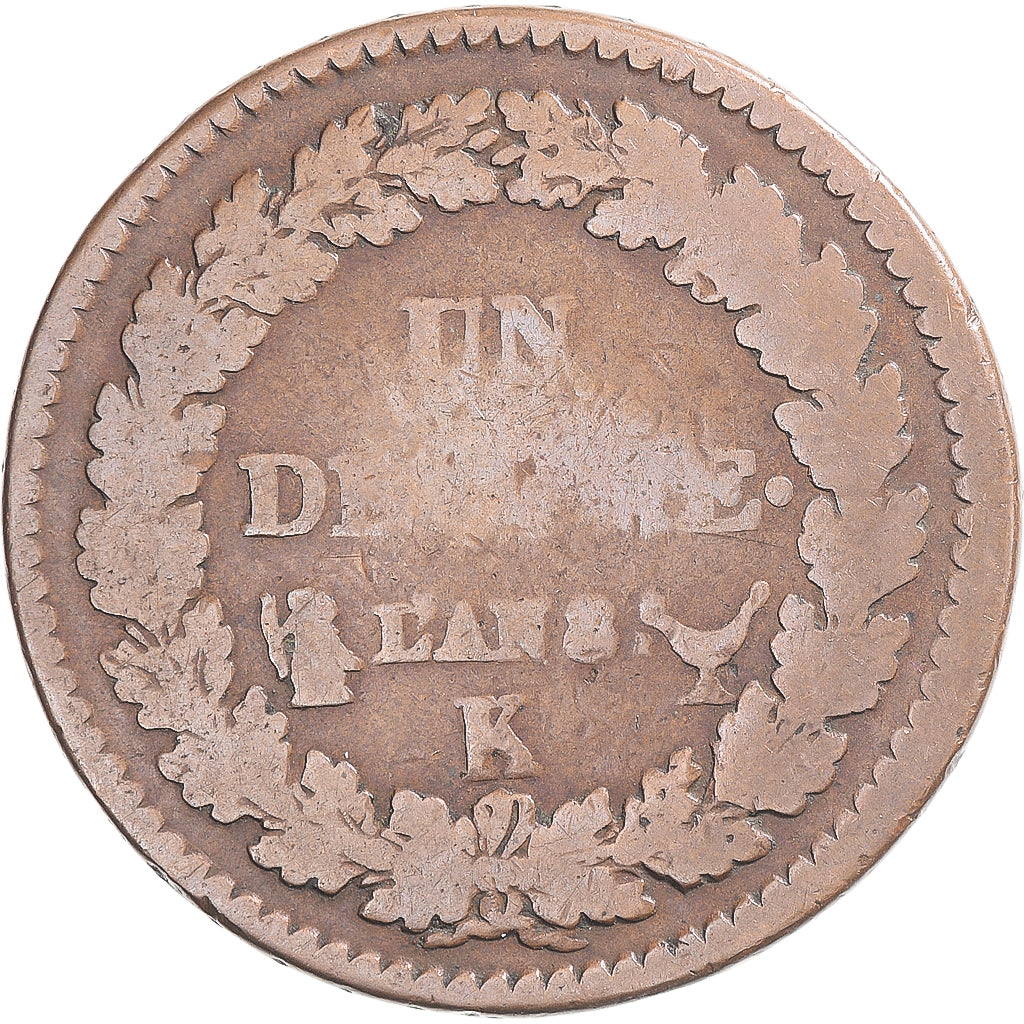 Coin, France, Dupré, Decime, AN 8, Bordeaux, VF(20-25), Copper, Gadoury:187a