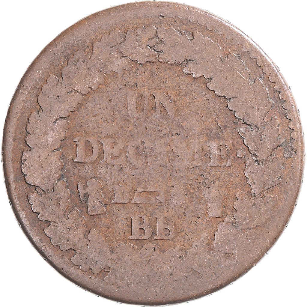 Coin, France, Dupré, Decime, Strasbourg, VF(20-25), Copper, Gadoury:187/187a