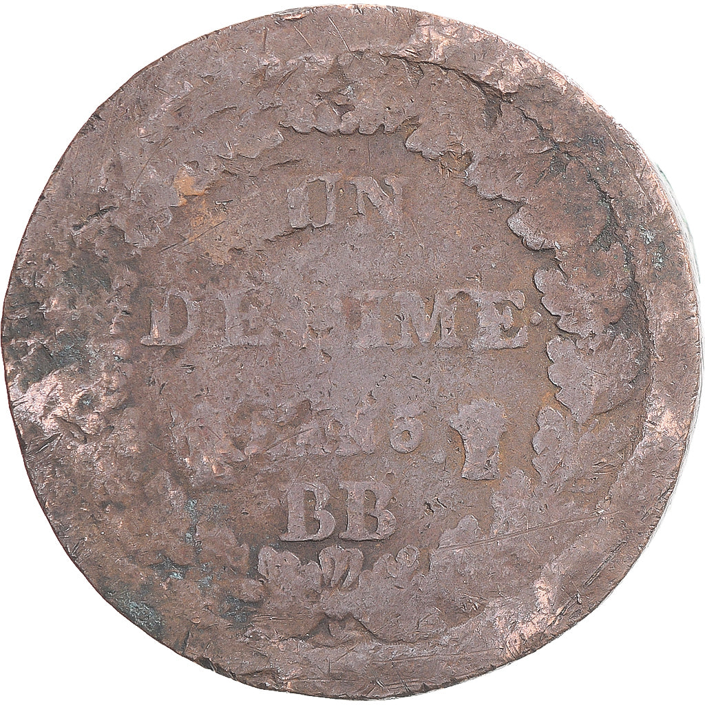 Coin, France, Dupré, Decime, AN 5, Strasbourg, VG(8-10), Copper, Gadoury:187
