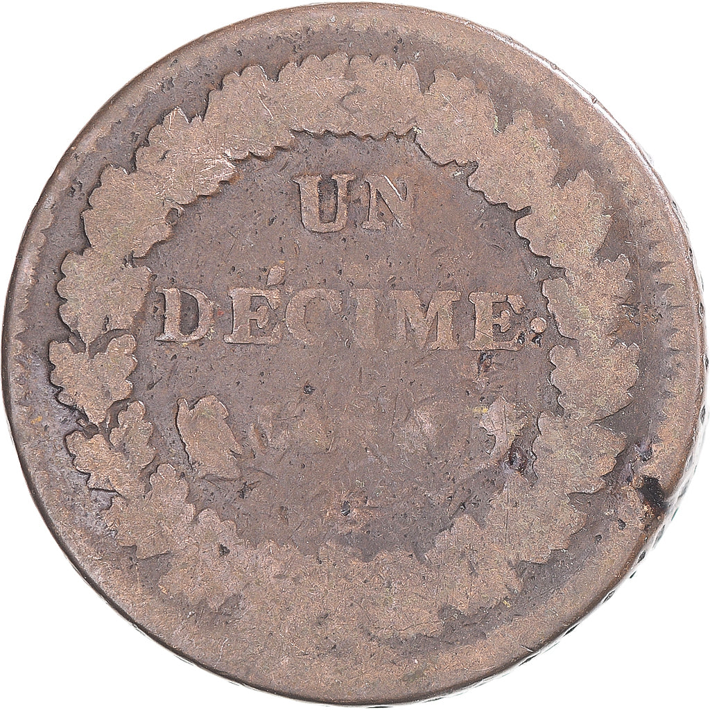 Moneta, Lussemburgo, Dupré, Decime, MB, Rame, Gadoury:187/187a