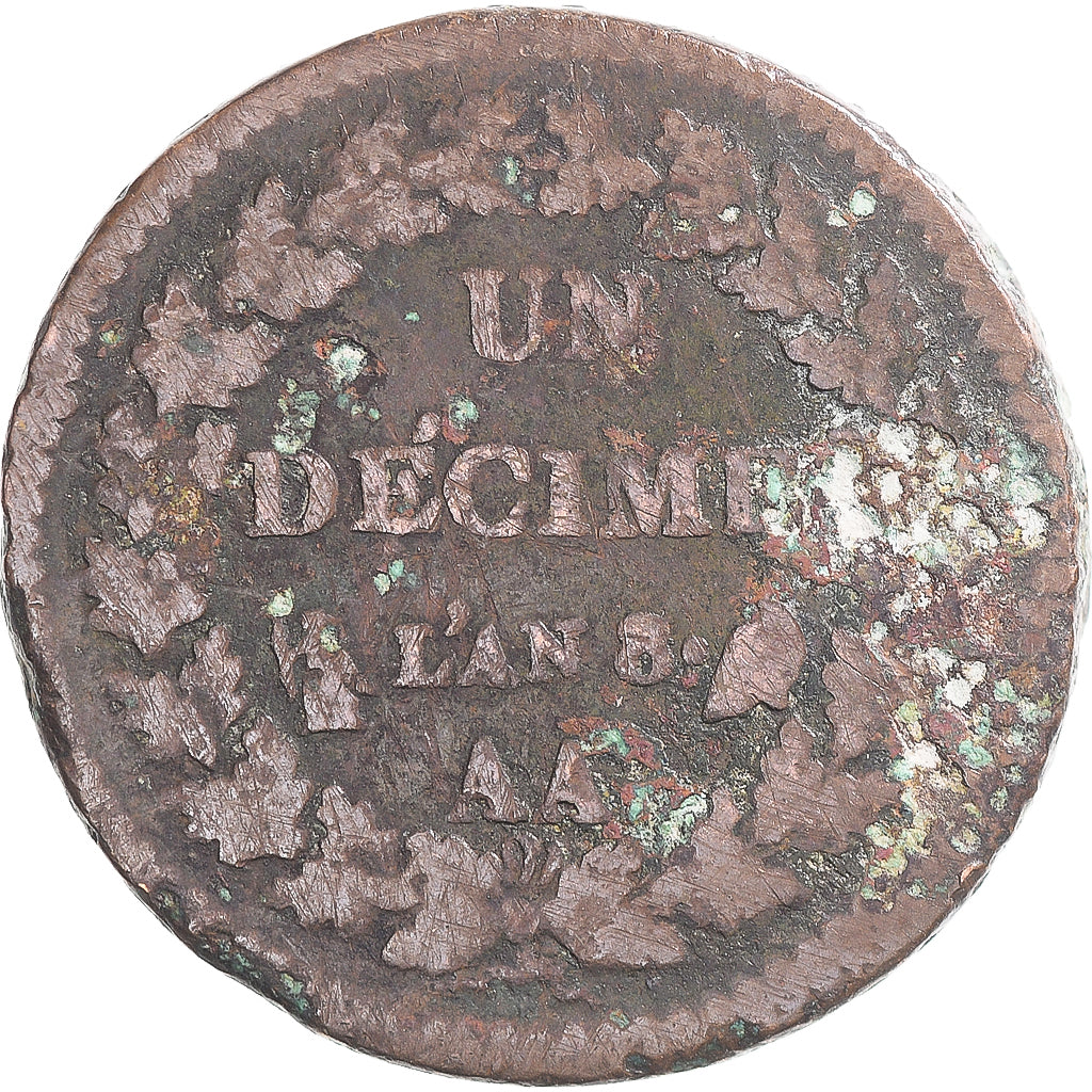 Coin, France, Dupré, Decime, AN 8/5 ?, Metz, F(12-15), Copper, Gadoury:187a