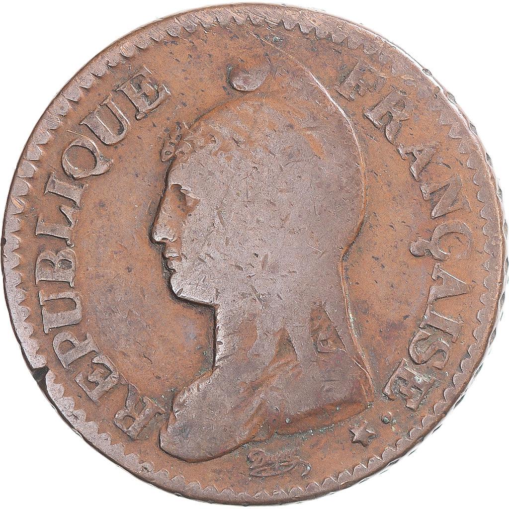 Coin, France, Dupré, Decime, AN 8/5, Metz, VF(30-35), Copper, Gadoury:187a