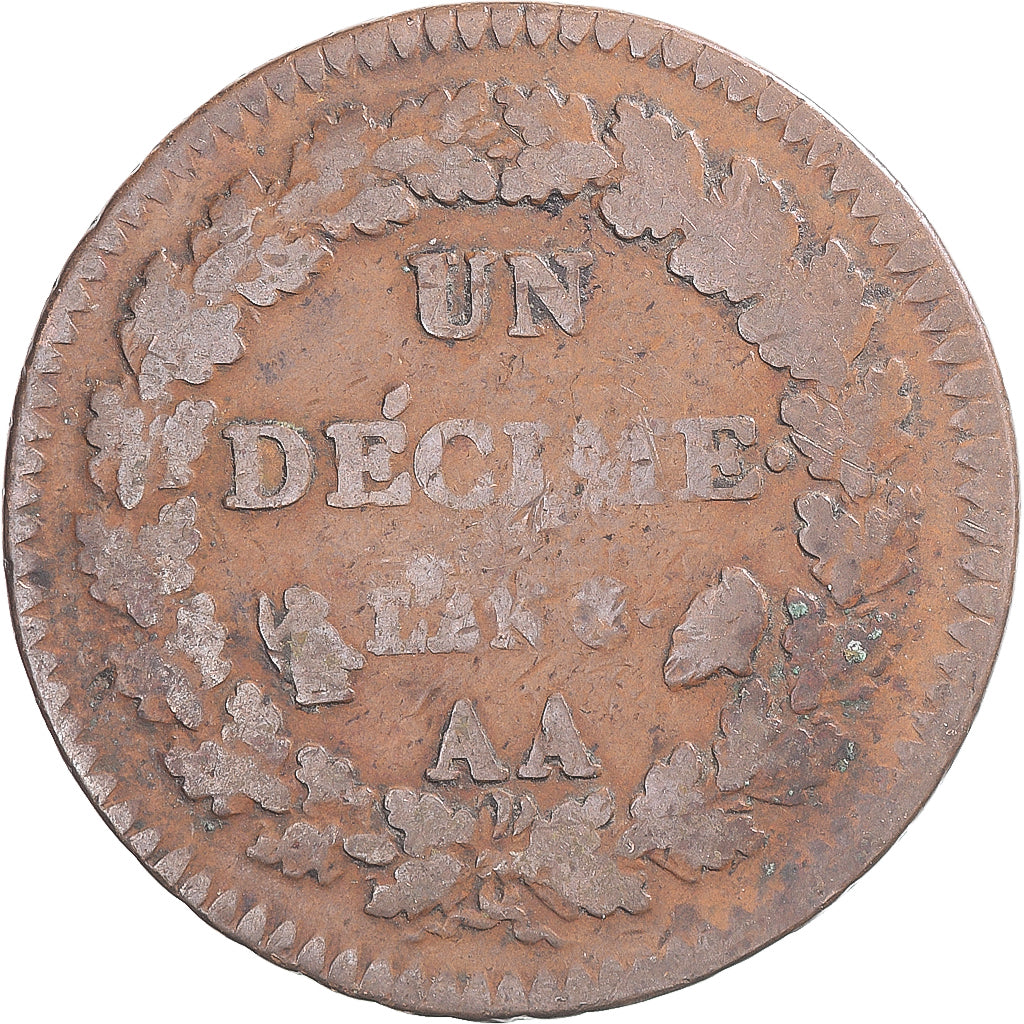 Coin, France, Dupré, Decime, AN 8/5, Metz, VF(30-35), Copper, Gadoury:187a