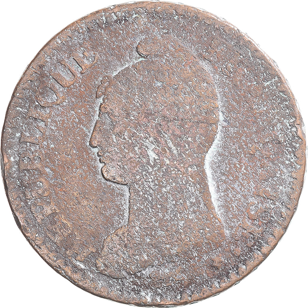 Coin, France, Dupré, Decime, AN 8, Metz, F(12-15), Copper, Gadoury:187a