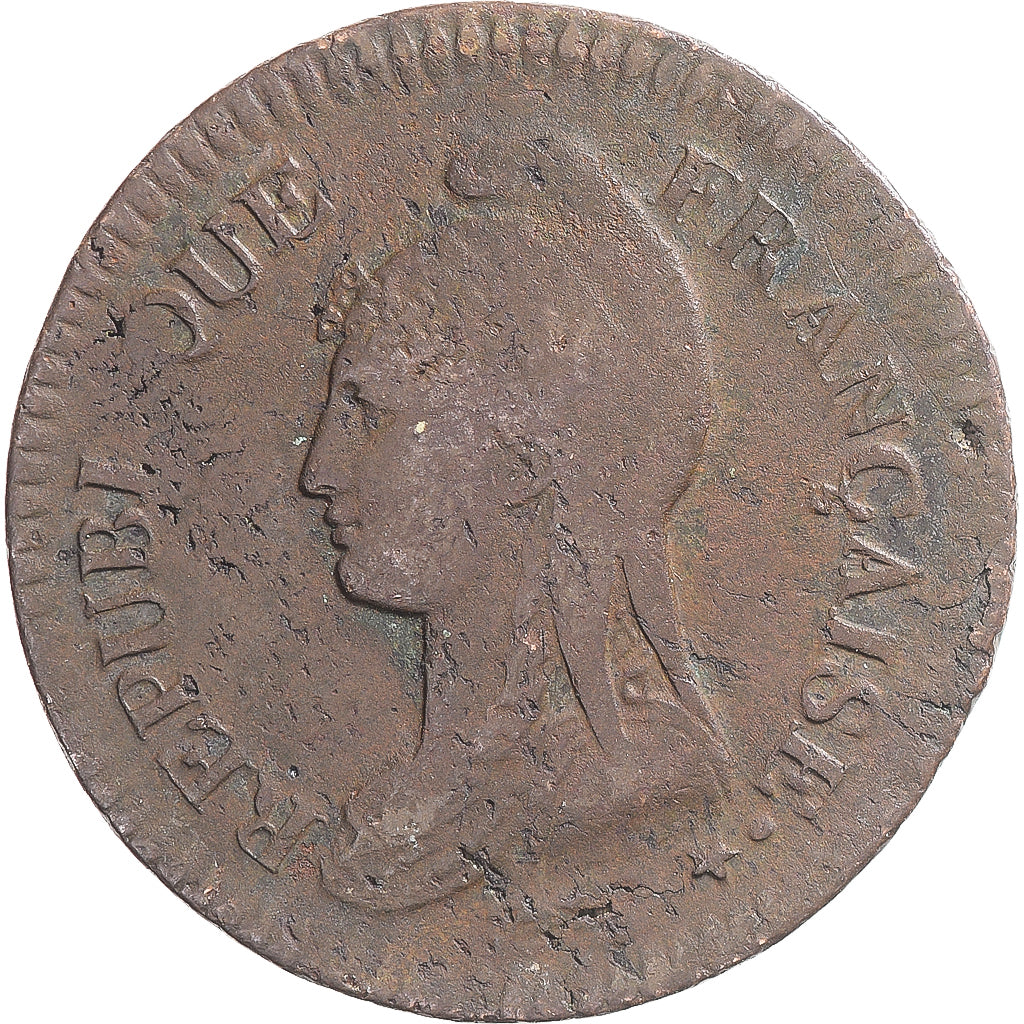 Coin, France, Dupré, Decime, AN 8, Metz, EF(40-45), Copper, Gadoury:187a