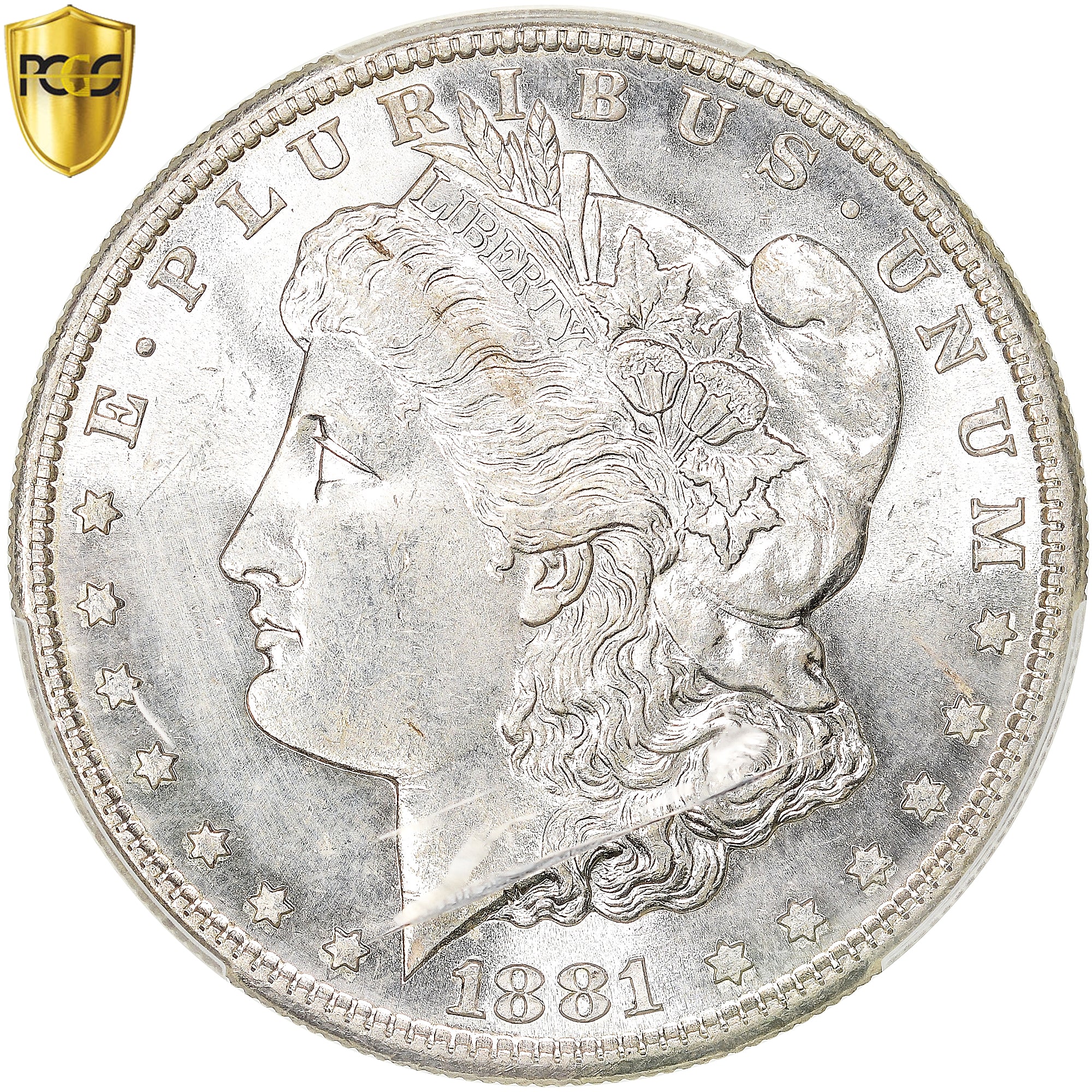 Coin, United States, Morgan dollar, 1881, San Francisco, PCGS, UNC Detail