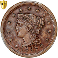 Monnaie, États-Unis, Braided Hair Cent, 1847, Philadelphie, PCGS, AU55