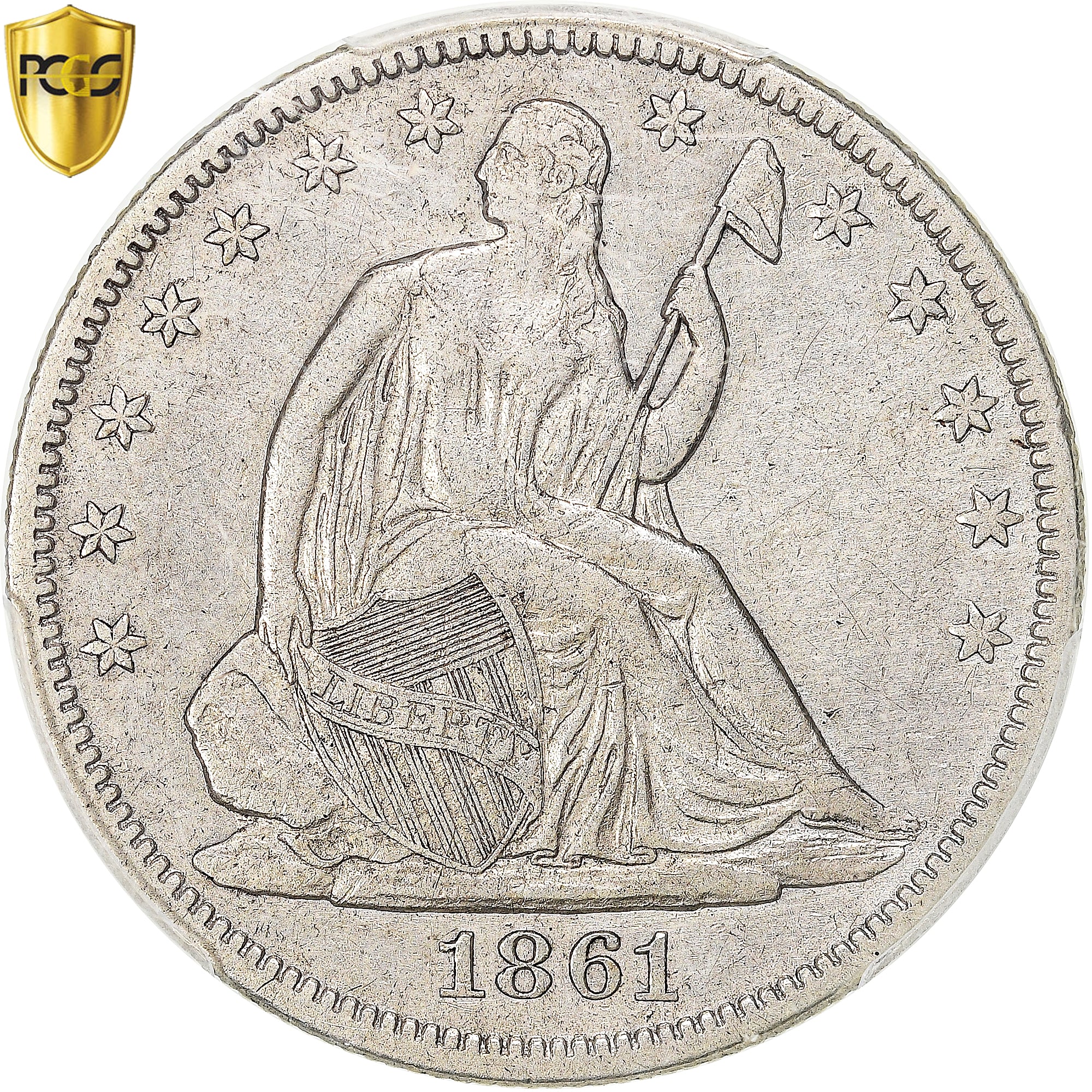 Coin, United States, Seated Liberty Half Dollar, 1861, U.S. Mint, Philadelphia