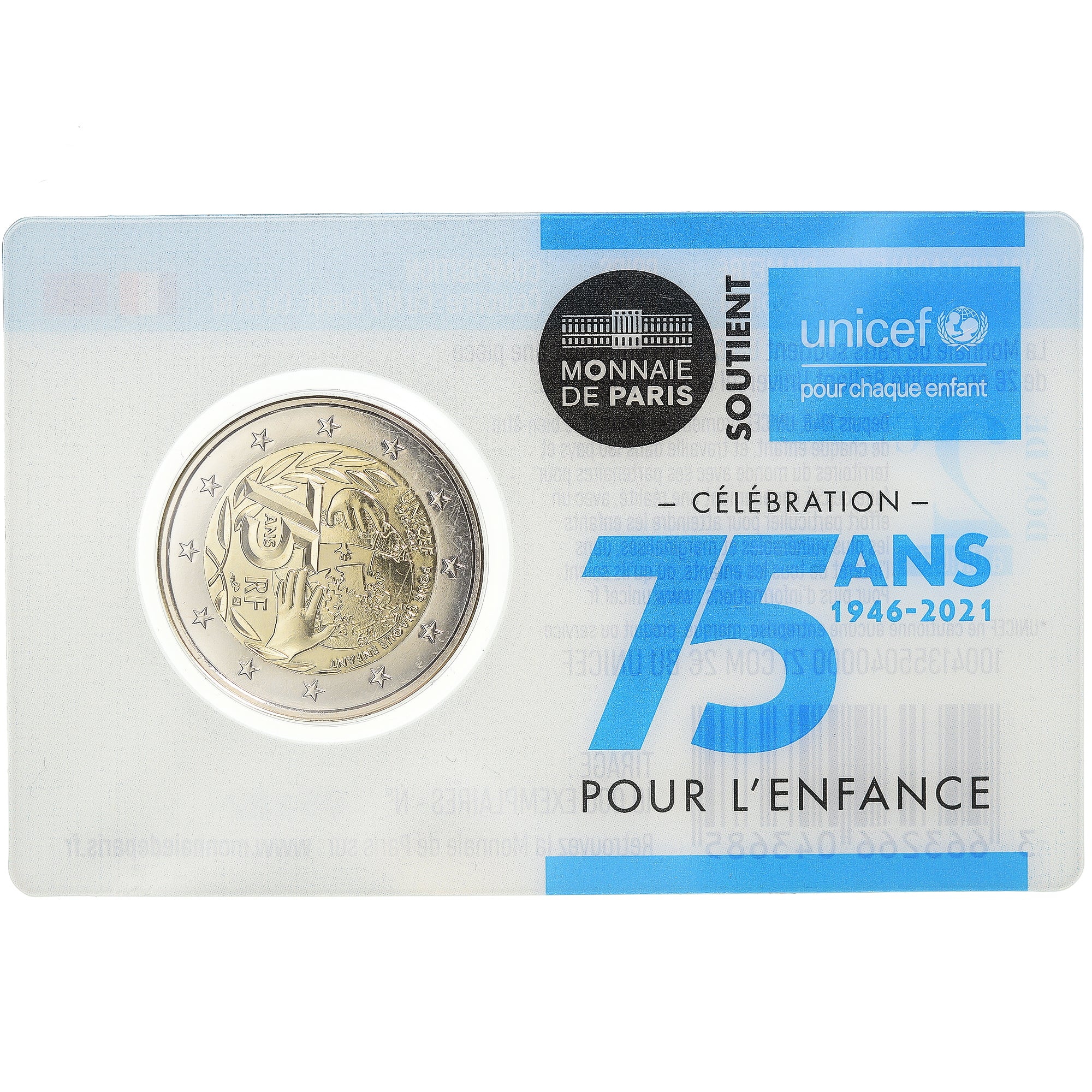 Frankreich, 2 Euro, 75 ans UNICEF, 2021, Monnaie de Paris, BU, STGL, Bi-Metallic