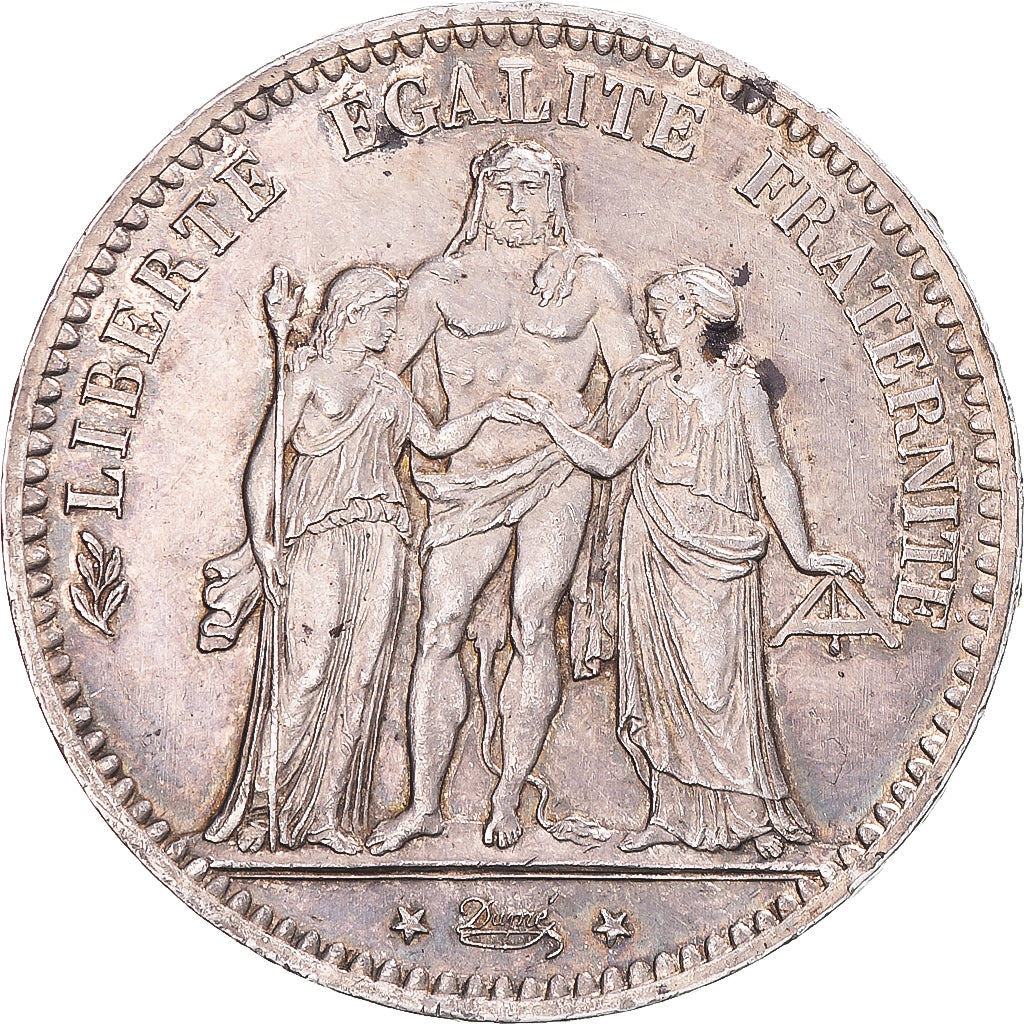 Moeda, França, Hercule, 5 Francs, 1876, Paris, AU(55-58), Prata, KM:820.1