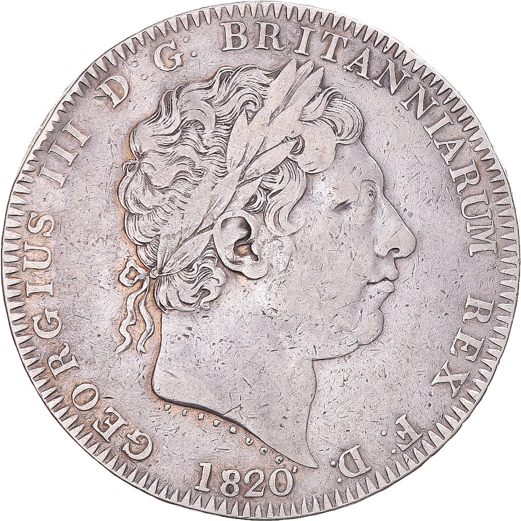 Coin, Great Britain, George III, Crown, 1820, London, VF(30-35), Silver, KM:675
