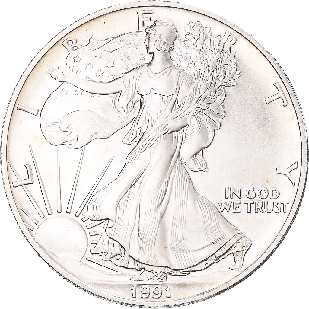 Coin, United States, Dollar, 1991, U.S. Mint, Philadelphia, 1 Oz, MS(64)