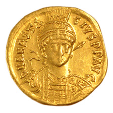 Anastasius I 491-518, Solidus, Constantinople, AU(55-58), Gold, 4.40
