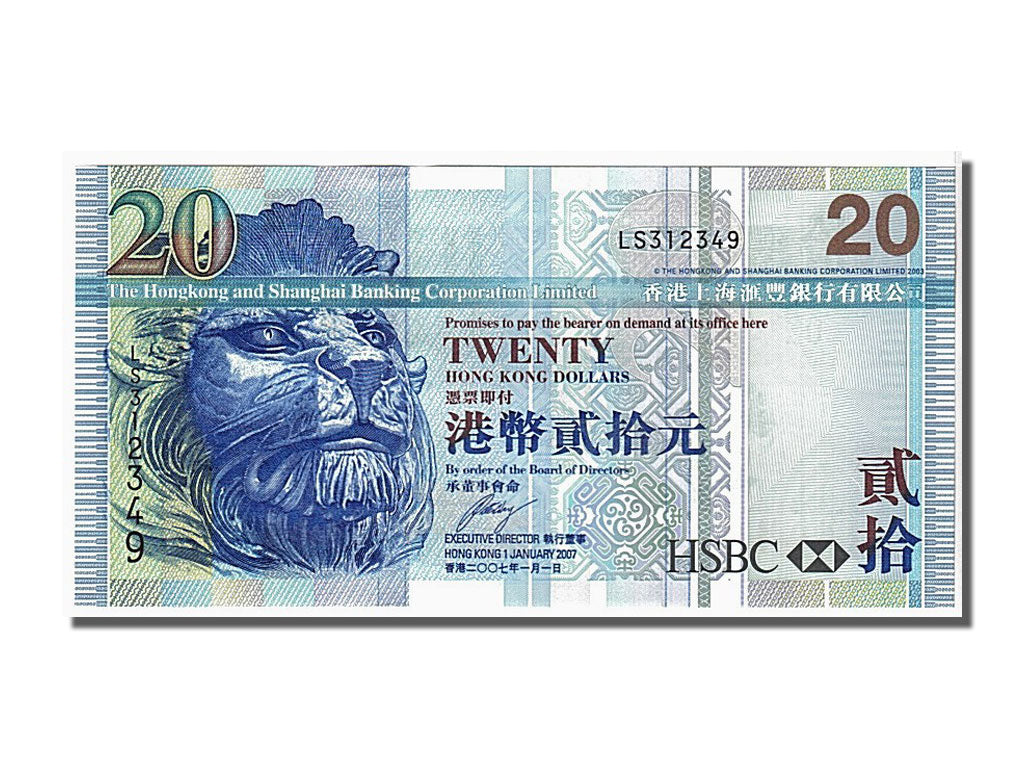 Banknote, Hong Kong, 20 Dollars, 2007, UNC(65-70)