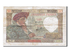 Geldschein, Frankreich, 50 Francs, 50 F 1940-1942 ''Jacques Coeur'', 1940