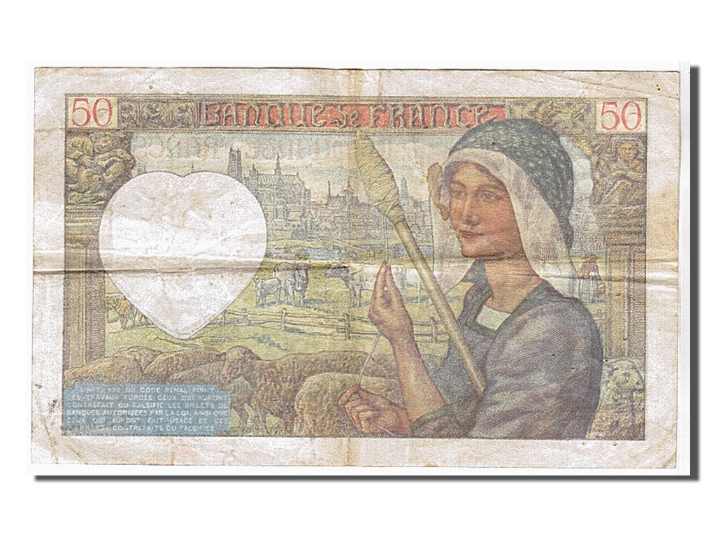 Geldschein, Frankreich, 50 Francs, 50 F 1940-1942 ''Jacques Coeur'', 1940