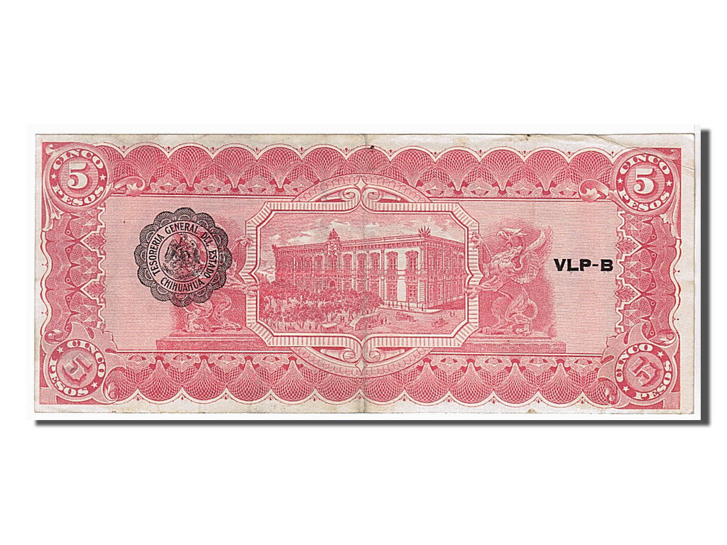 Banknote, Mexico - Revolutionary, 5 Pesos, 1914, AU(55-58)