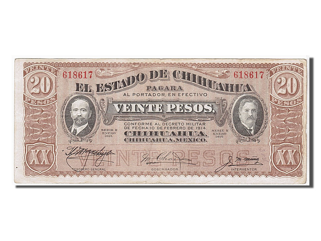 Mexique, 20 Pesos type El Estado de Chihuahua