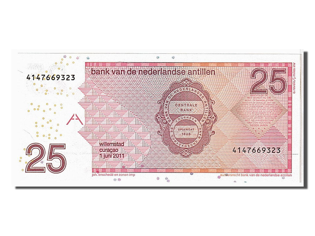 Geldschein, Netherlands Antilles, 25 Gulden, 2011, KM:29f, UNZ