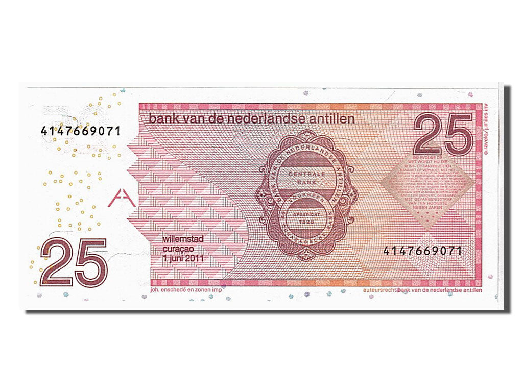 Billet, Netherlands Antilles, 25 Gulden, 2011, KM:29f, NEUF