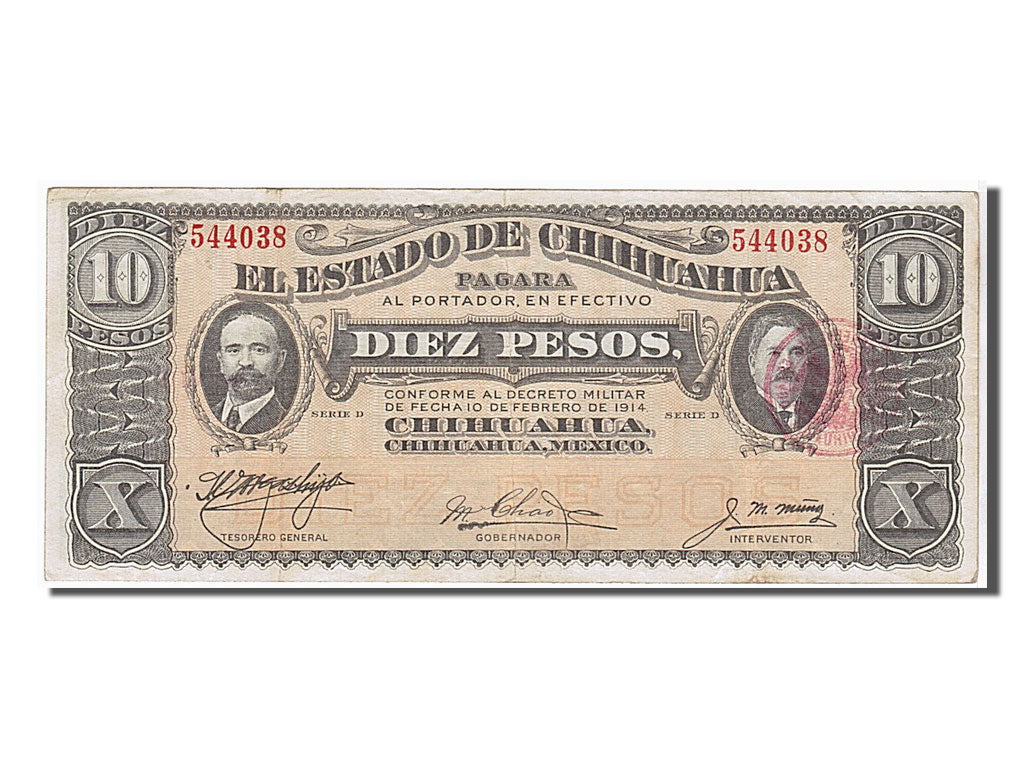 Billete, 10 Pesos, 1914, México - Revolucionario, MBC