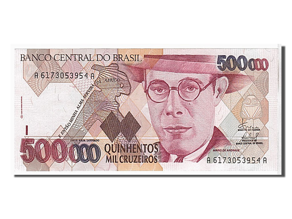 Brazil, 500 Cruzeiros Reais on 500,000 Cruzeiros, 1993, KM #239a, UNC(65-70),...