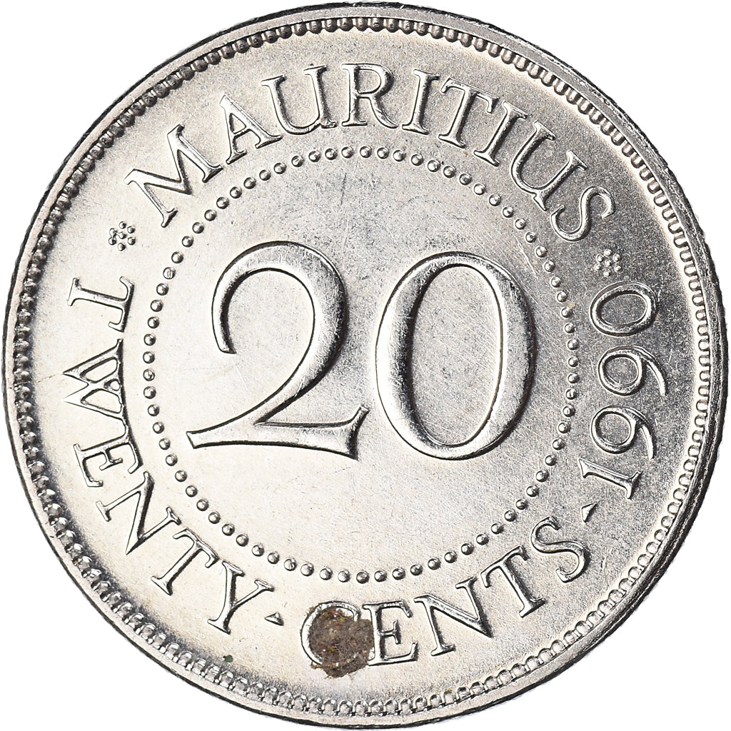 Moneta, Mauritius, 20 Cents, 1990