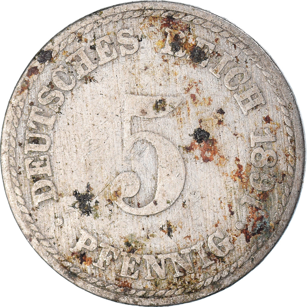 Monnaie, Allemagne, 5 Pfennig, 1891