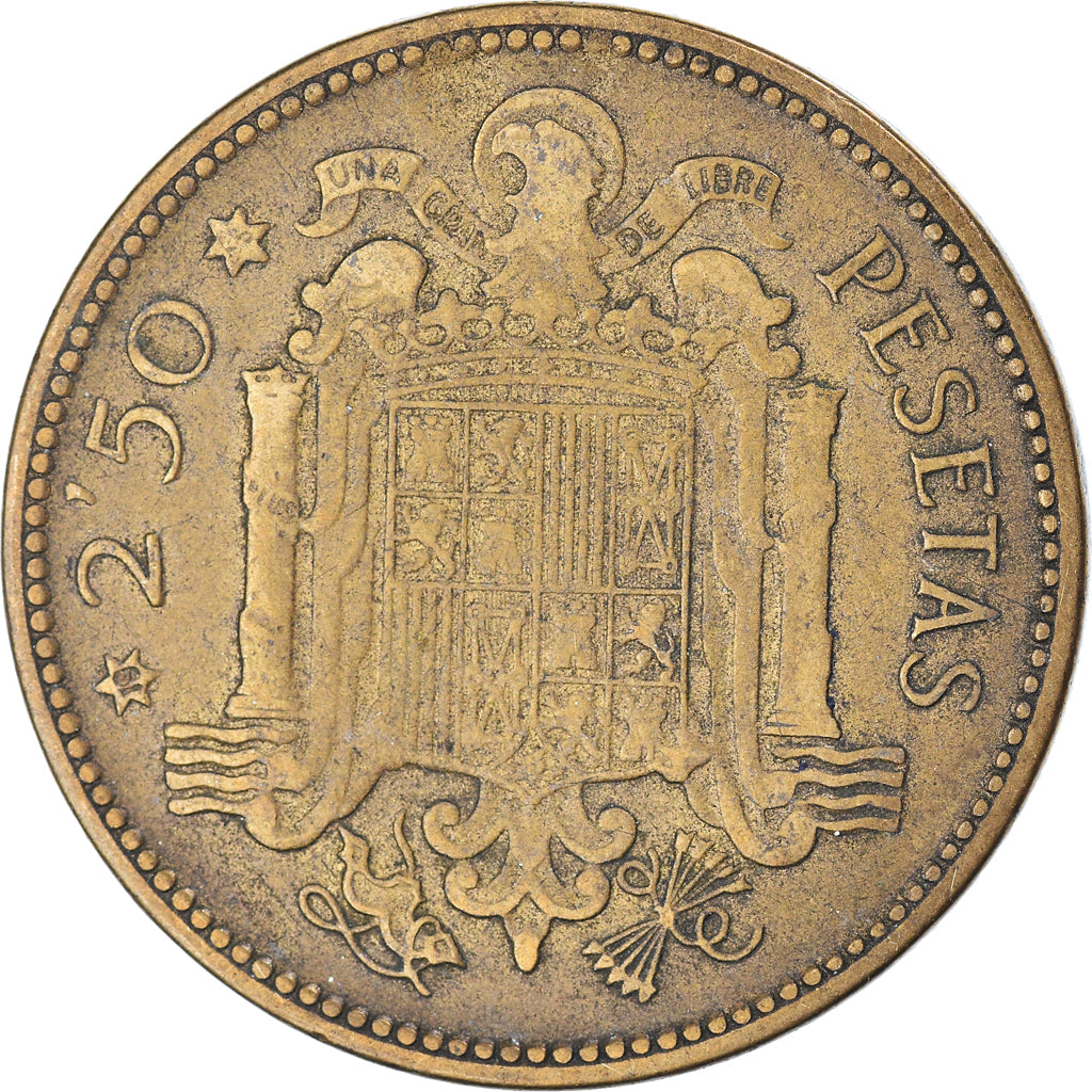 Moeda, Espanha, 2-1/2 Pesetas, Undated (1953)