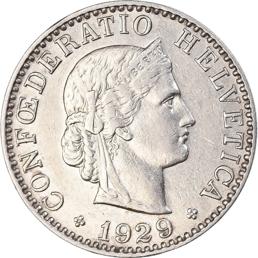 Münze, Schweiz, 20 Rappen, 1929