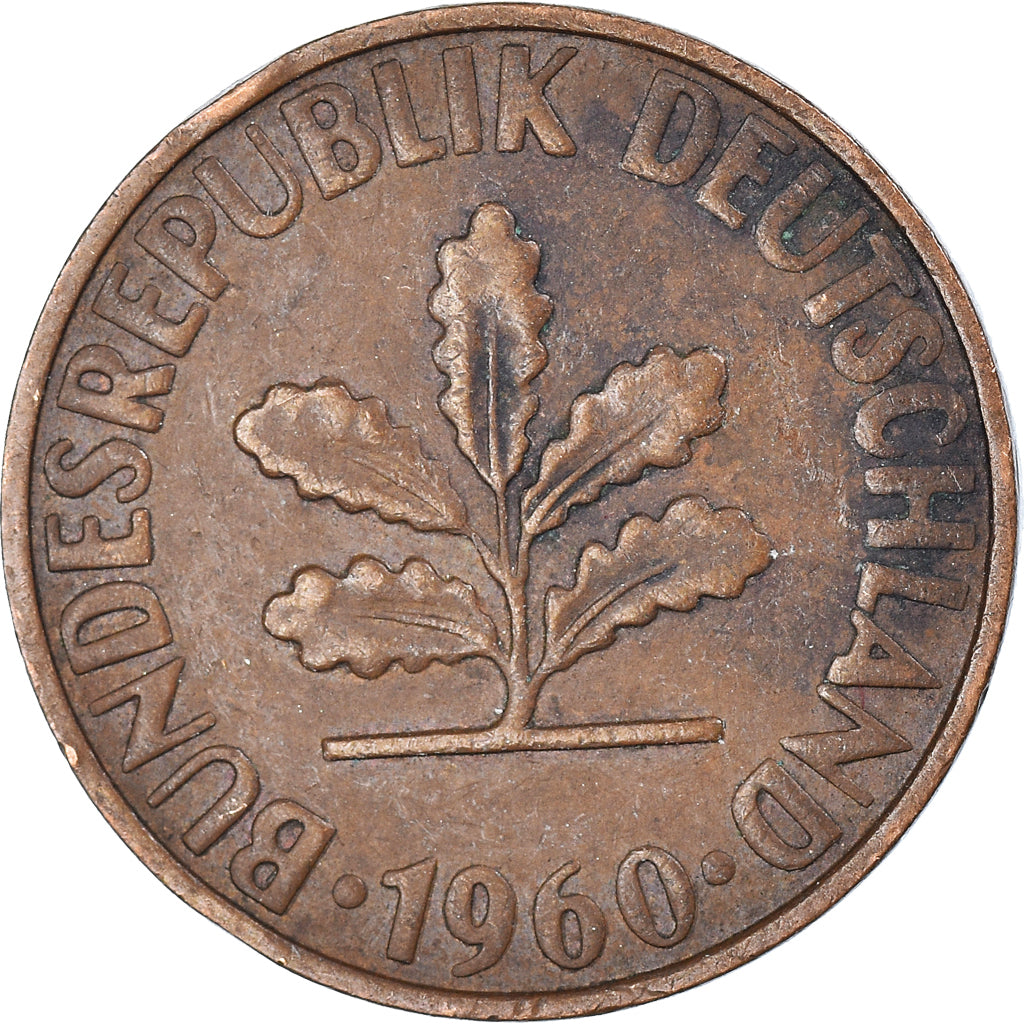 Moneda, Alemania, 2 Pfennig, 1960