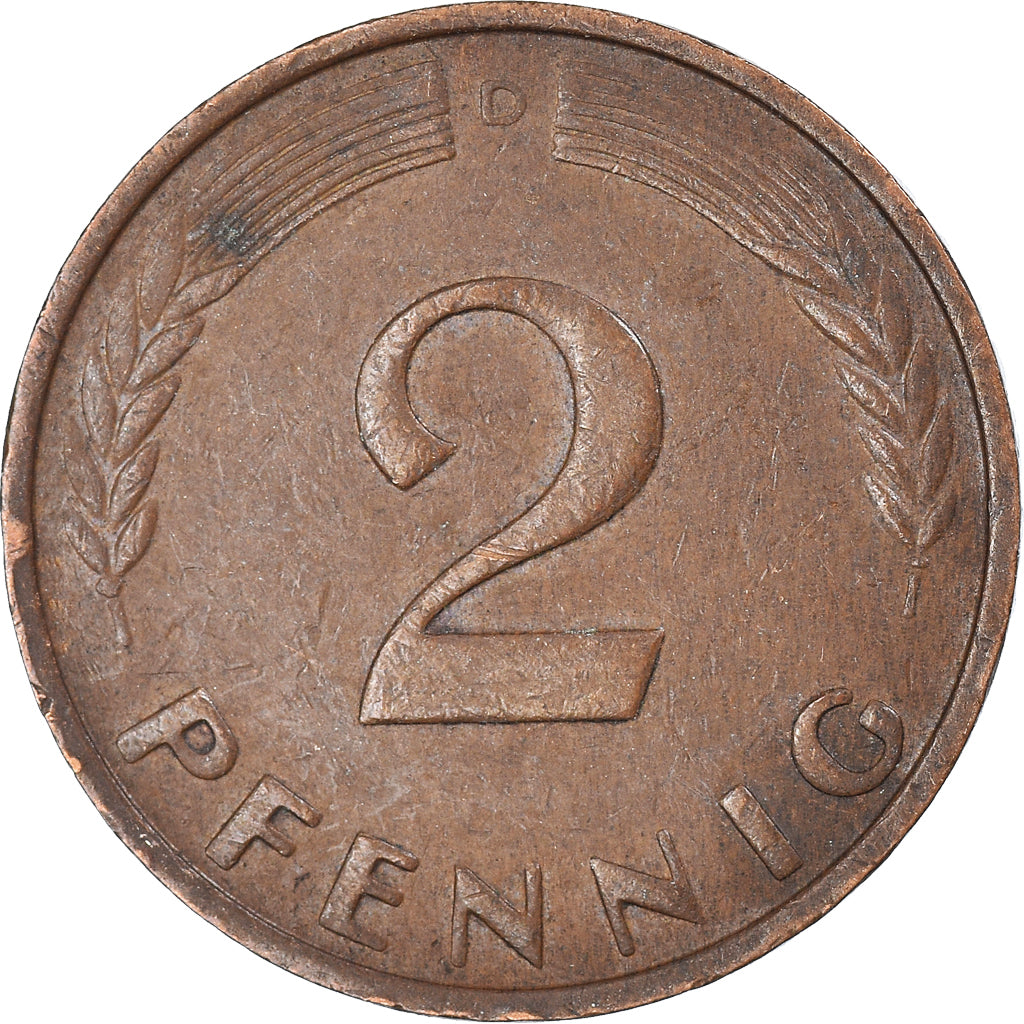 Moneda, Alemania, 2 Pfennig, 1960