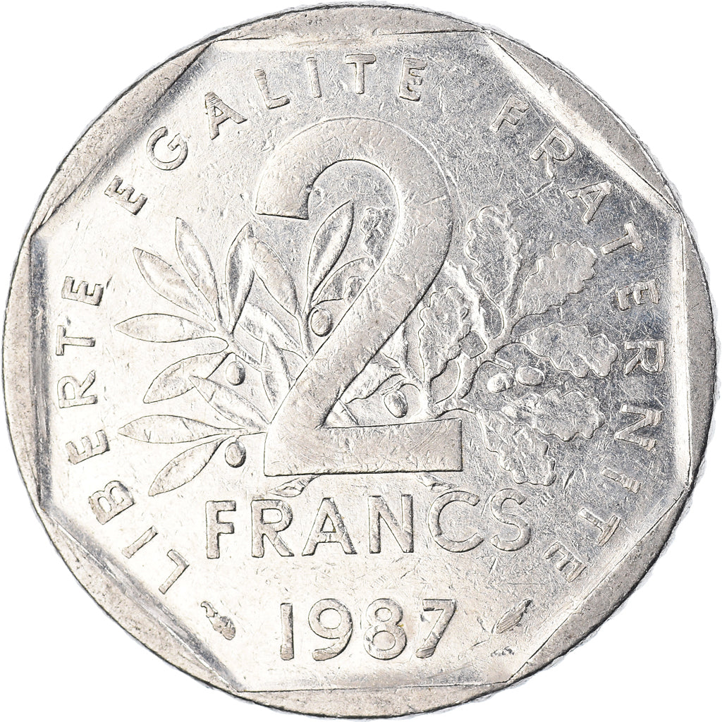 Moneda, Francia, 2 Francs, 1987