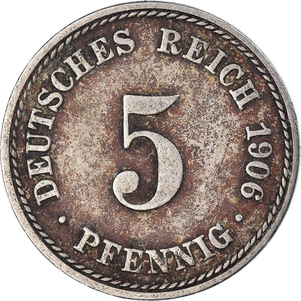 Monnaie, Empire allemand, 5 Pfennig, 1906