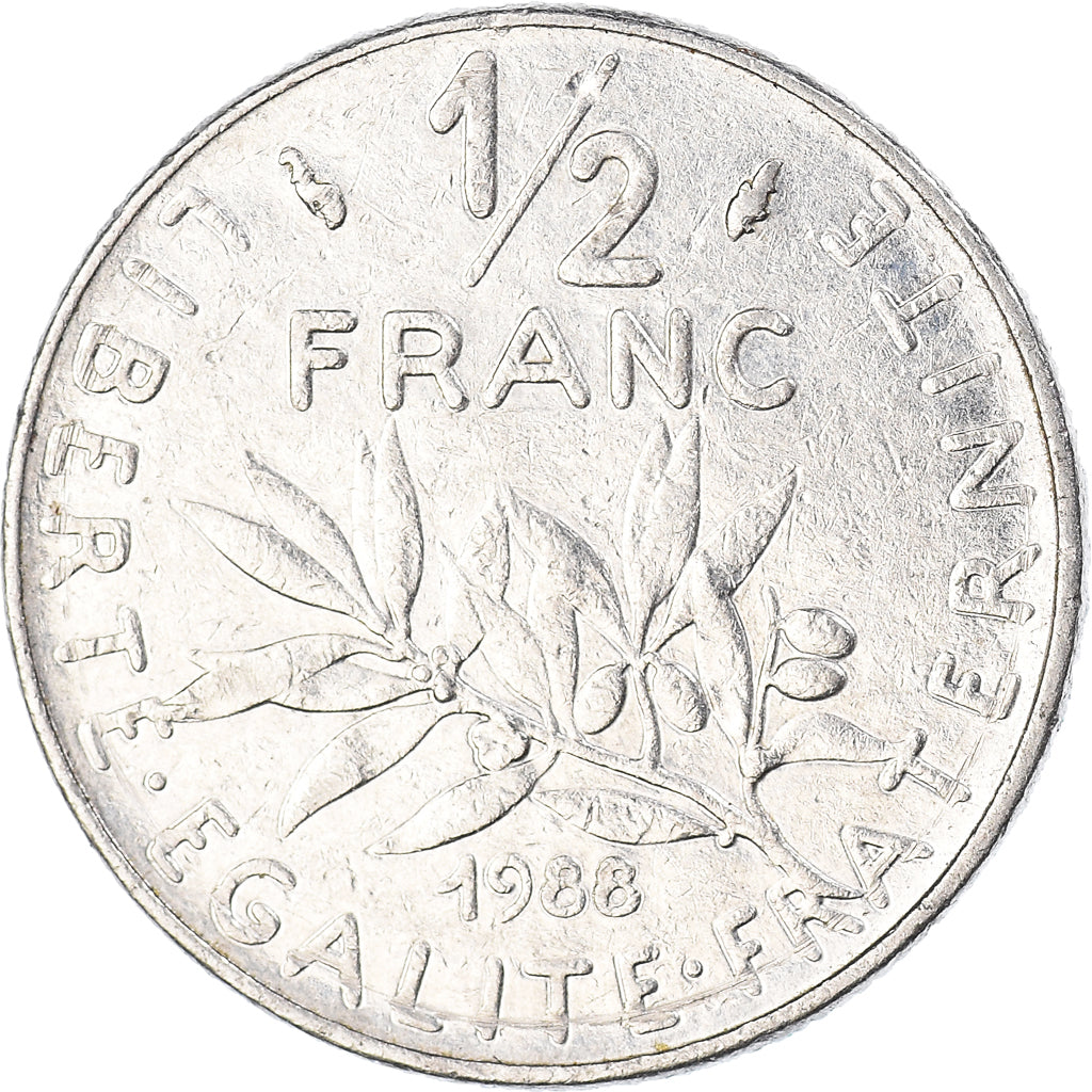 Moneda, Francia, 1/2 Franc, 1988